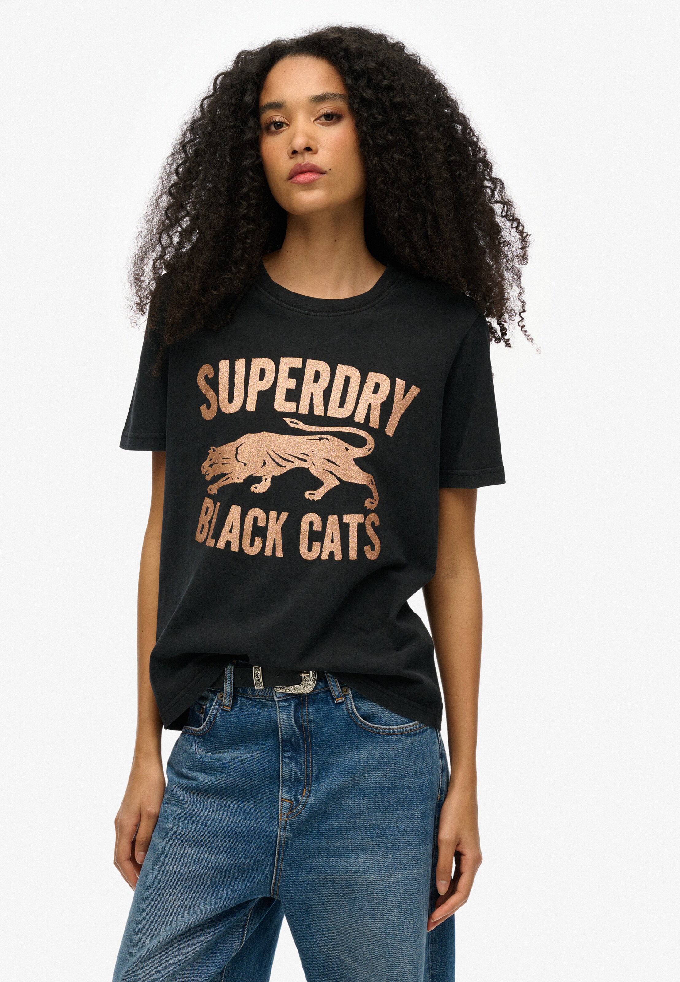 T-shirt 'Varsity' Superdry en noir : devant