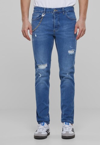 2Y Premium Tapered Jeans in Blue: front