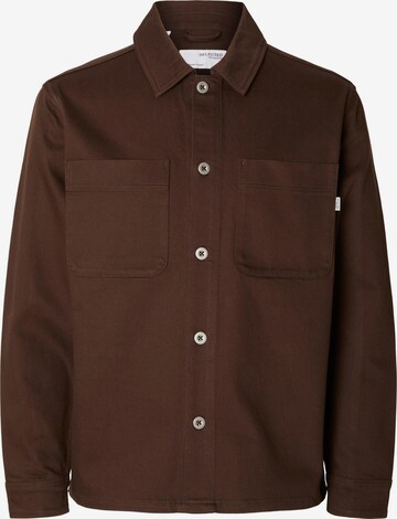 SELECTED HOMME Regular fit Button Up Shirt 'JAKE' in Brown: front