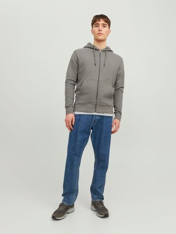 JACK & JONES Zip-Up Hoodie 'Star' in Grey