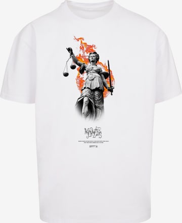 MJ Gonzales T-Shirt 'Justitia x Heavy' in Weiß: predná strana