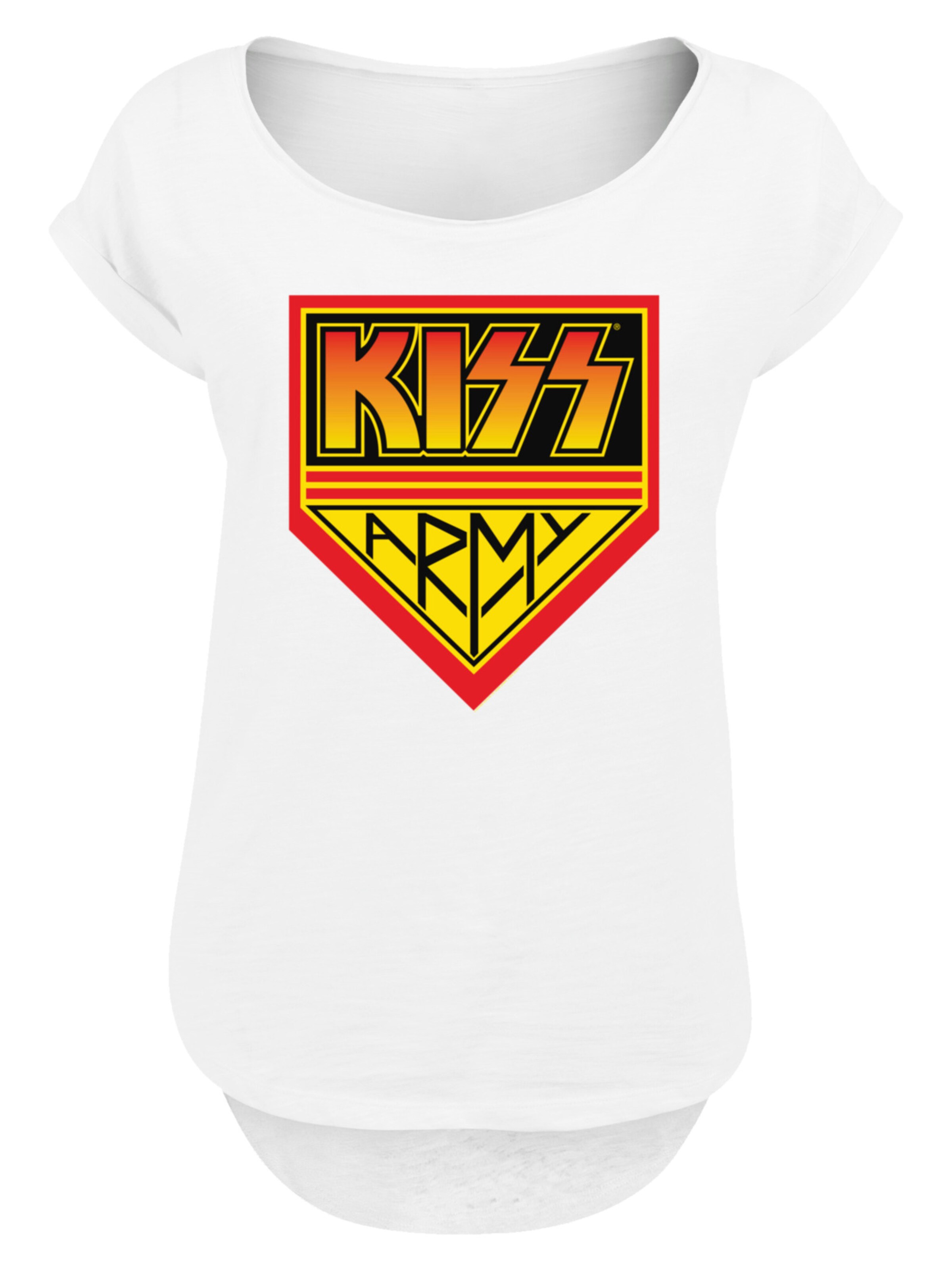 T-shirt 'Kiss Rock Band Army Logo' F4NT4STIC en blanc : devant