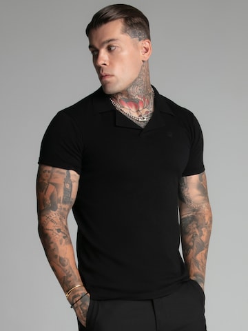 SikSilk Poloshirt 'Revere' in Schwarz: Vorderseite