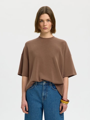 SELECTED Shirt in Bruin: voorkant