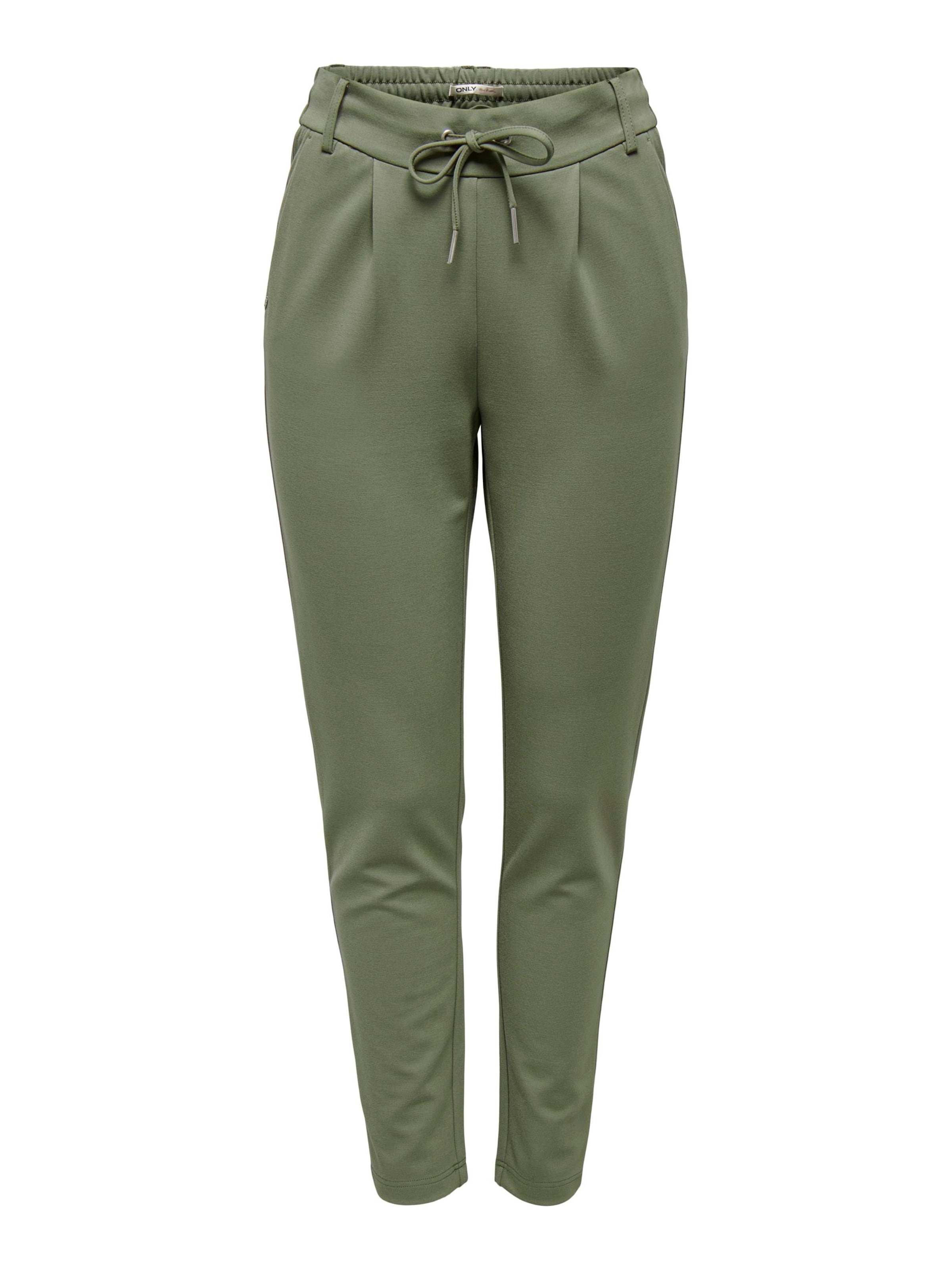 ONLY Слим Брюки со складками 'Poptrash' в Зеленый: спереди