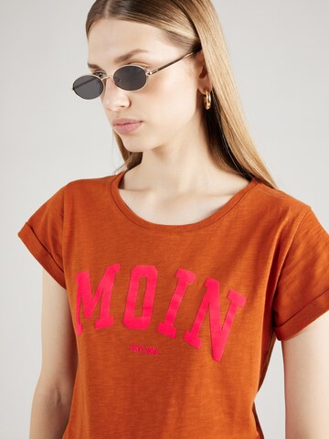 Derbe T-Shirt 'Moin' in Braun