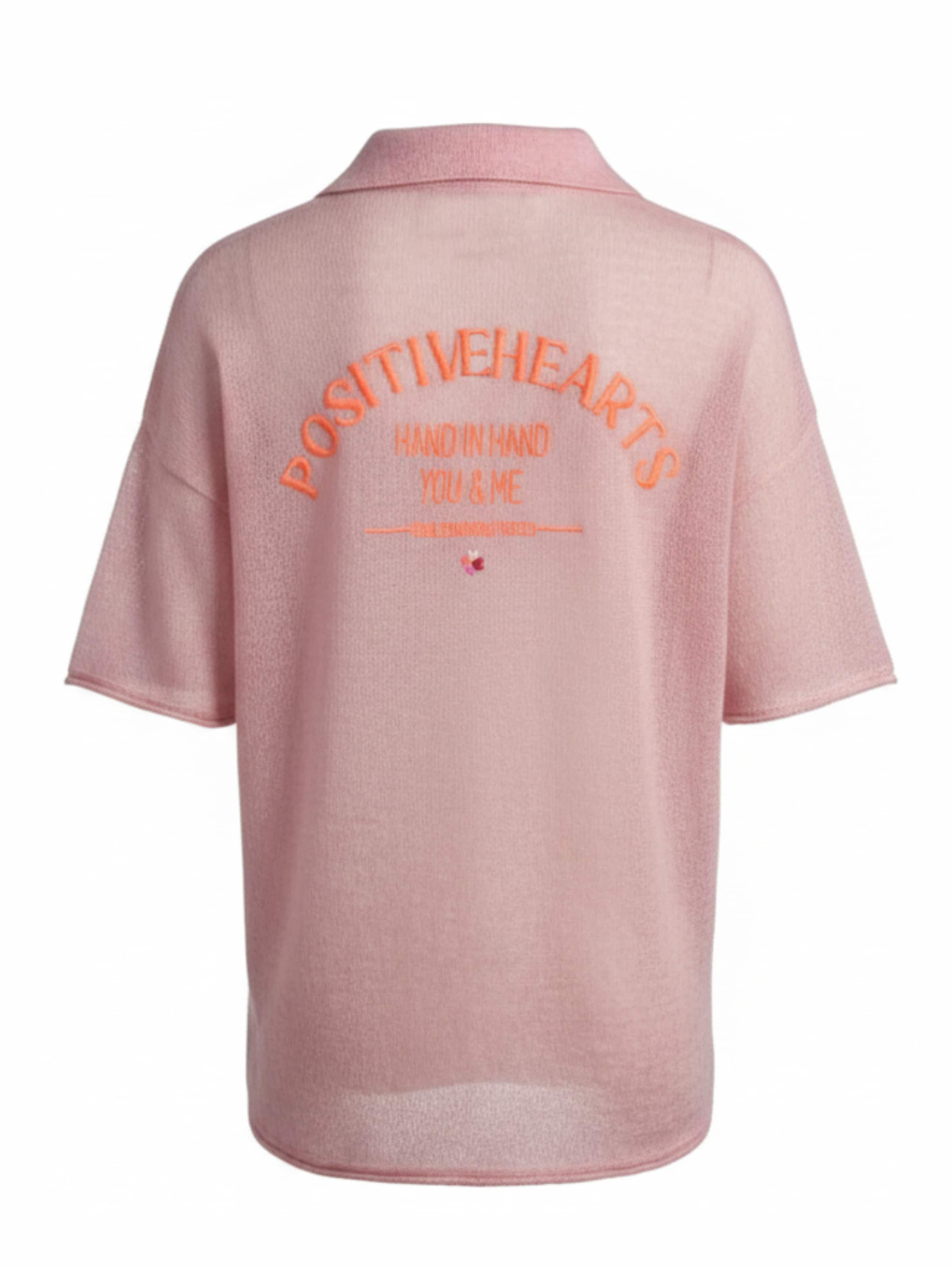 Pullover 'Knit Polo shirt Positive Hearts' di LIKS. Munich in rosa