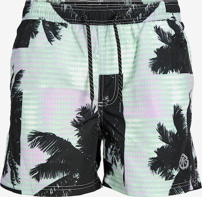 JACK & JONES Плавки 'Fiji' в размере M в Светло-зеленый / Сиреневый / Черный, Обзор товара