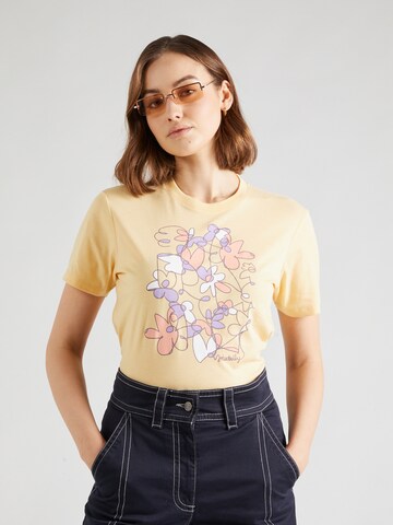 Tricou 'Line Blossom' de la Iriedaily pe galben: față