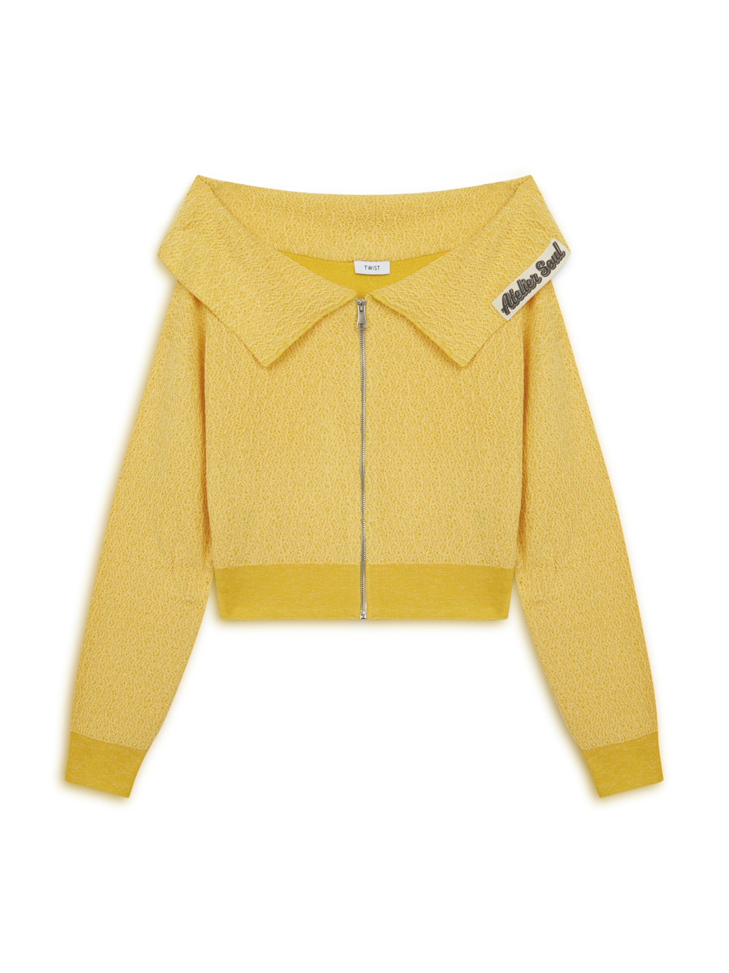 Twist Sweatvest 'Lurex ' in Geel: voorkant