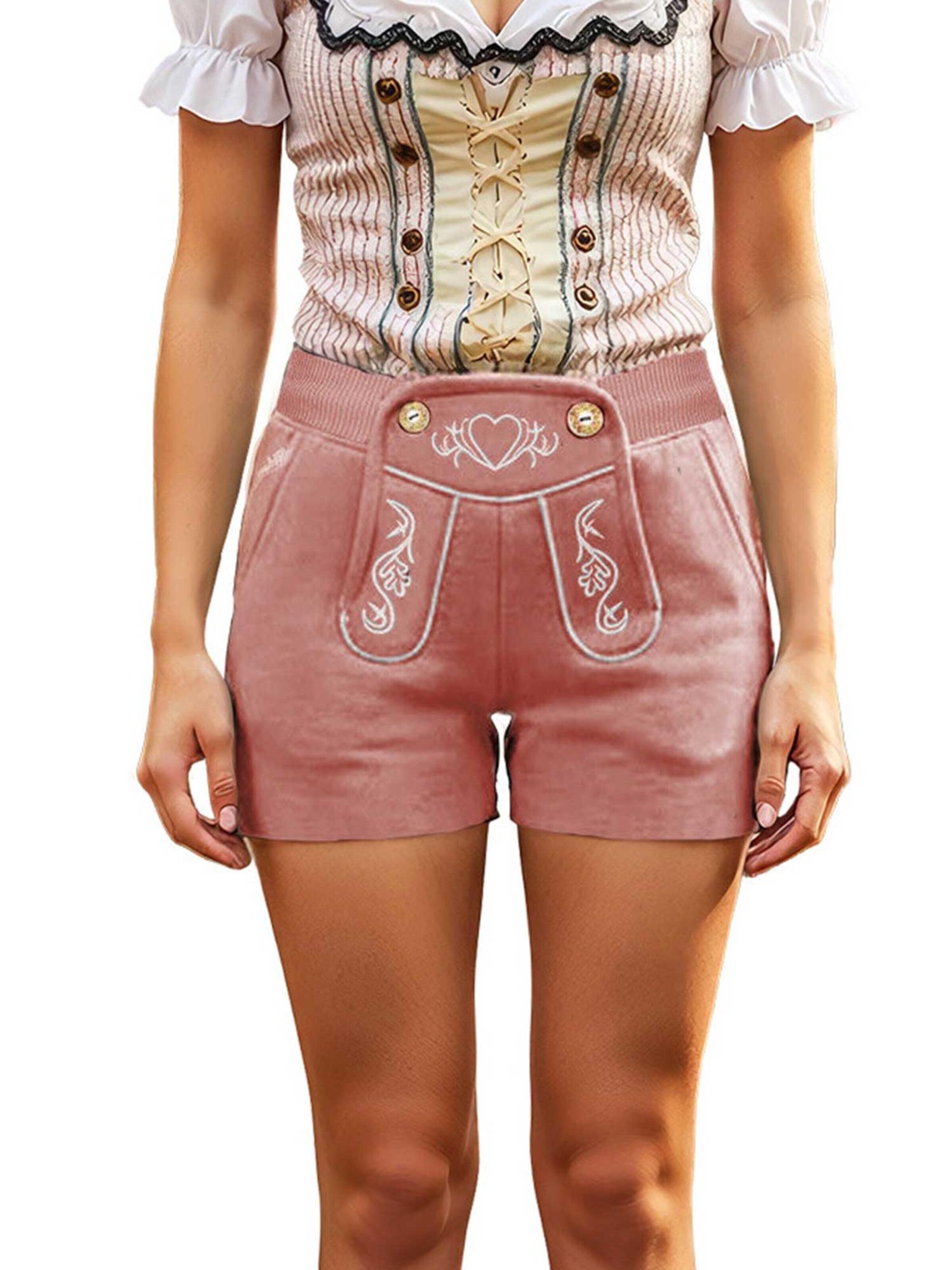 Steigenhöfer Regular Trachtenhose 'Kurze Jogginghose im Lederhose Damen Look - Helene'‌‌‌‌‌‌ in Pink: Vorderseite