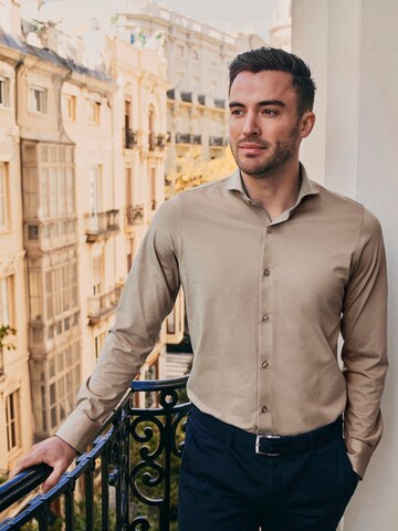 Suitable Slim fit Button Up Shirt in Beige