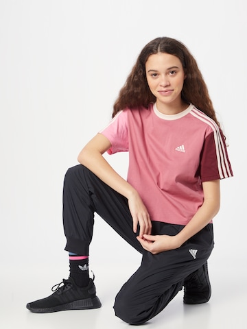 rožinė ADIDAS SPORTSWEAR Marškinėliai 'Essentials 3-Stripes '