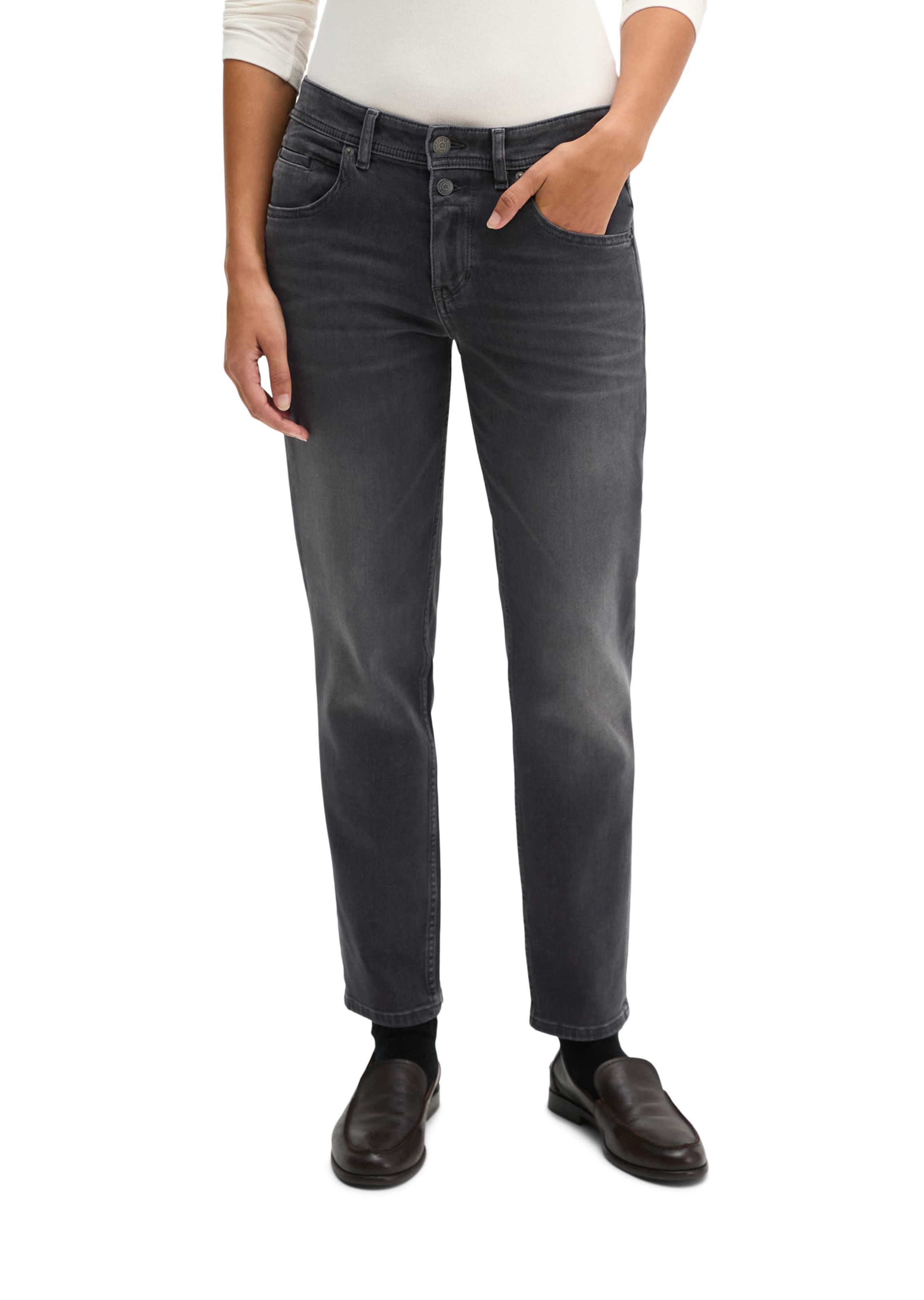 Marc O'Polo Loosefit Jeans 'Theda' in Grijs: voorkant