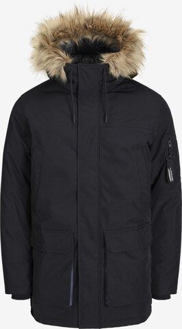 JACK & JONES Winterparka 'SAKER' in Zwart: voorkant