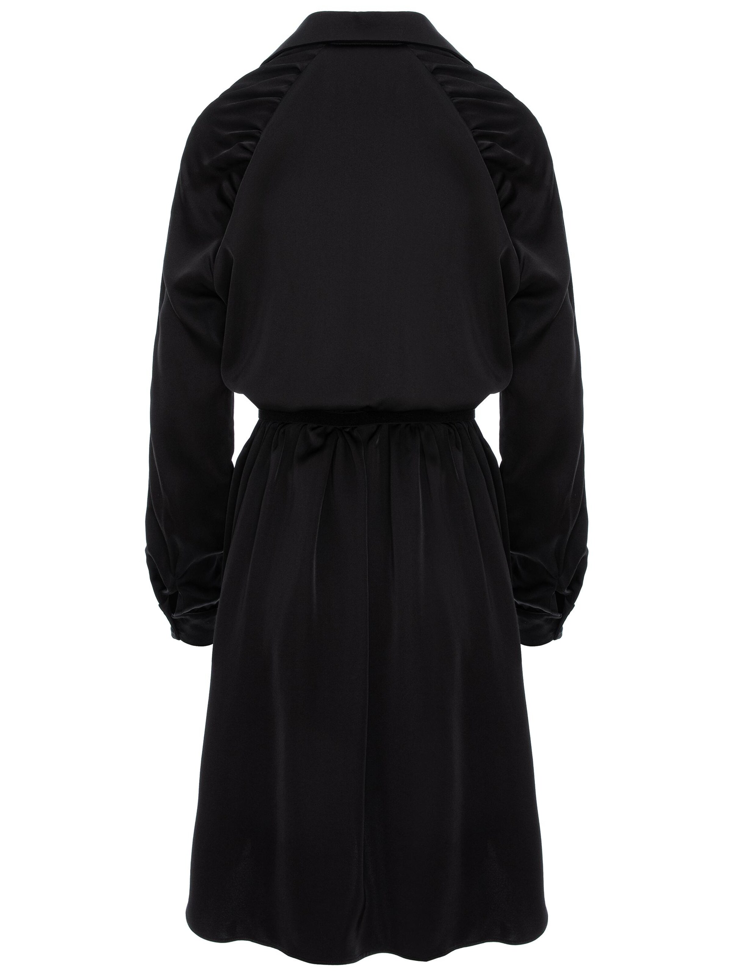 Abito 'Gathered Raglan Sleeve Viscose Midi Shirt Dress With Belt' di AVENUE N°29 in nero
