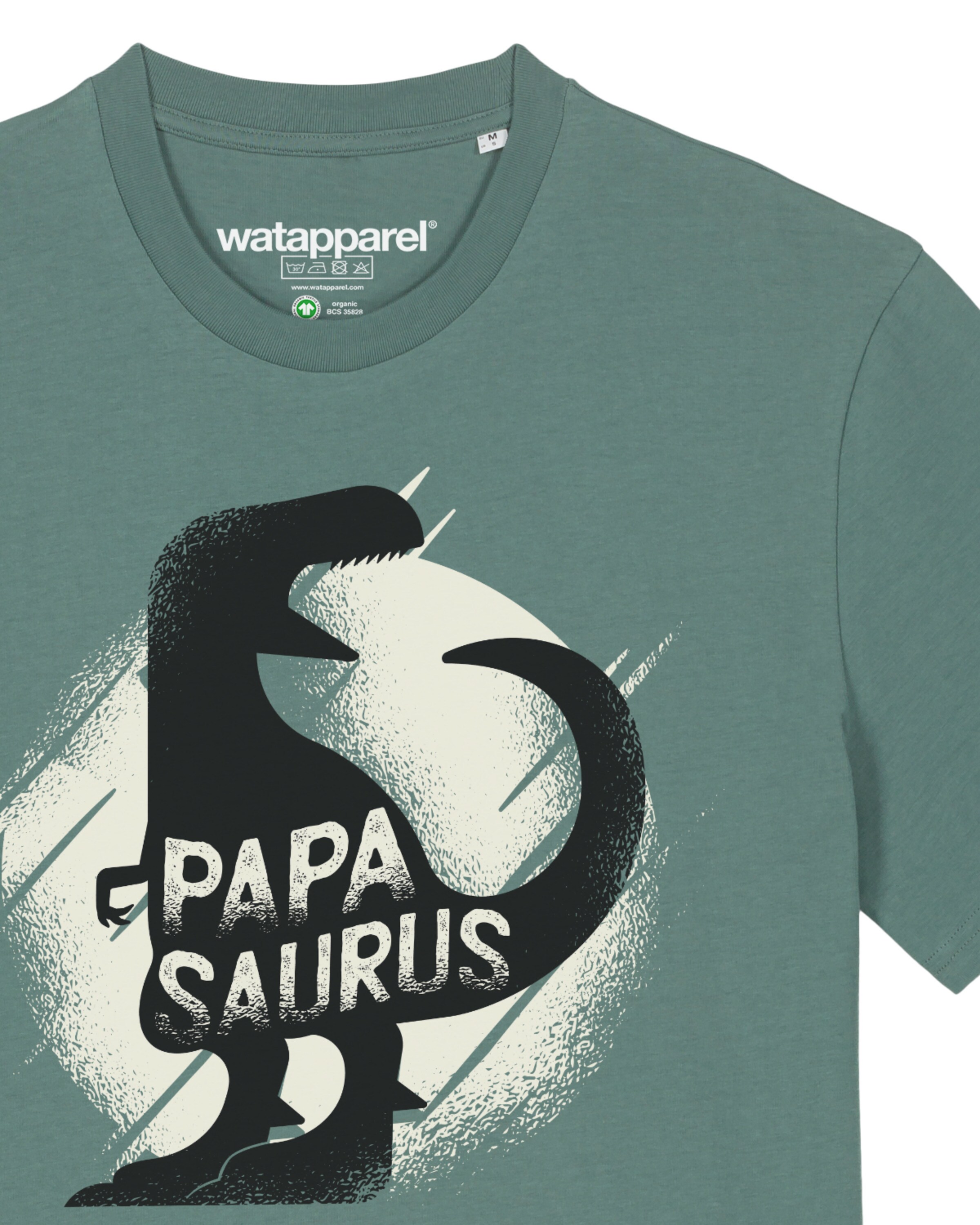Maglietta 'Papasaurus' di Watapparel in verde