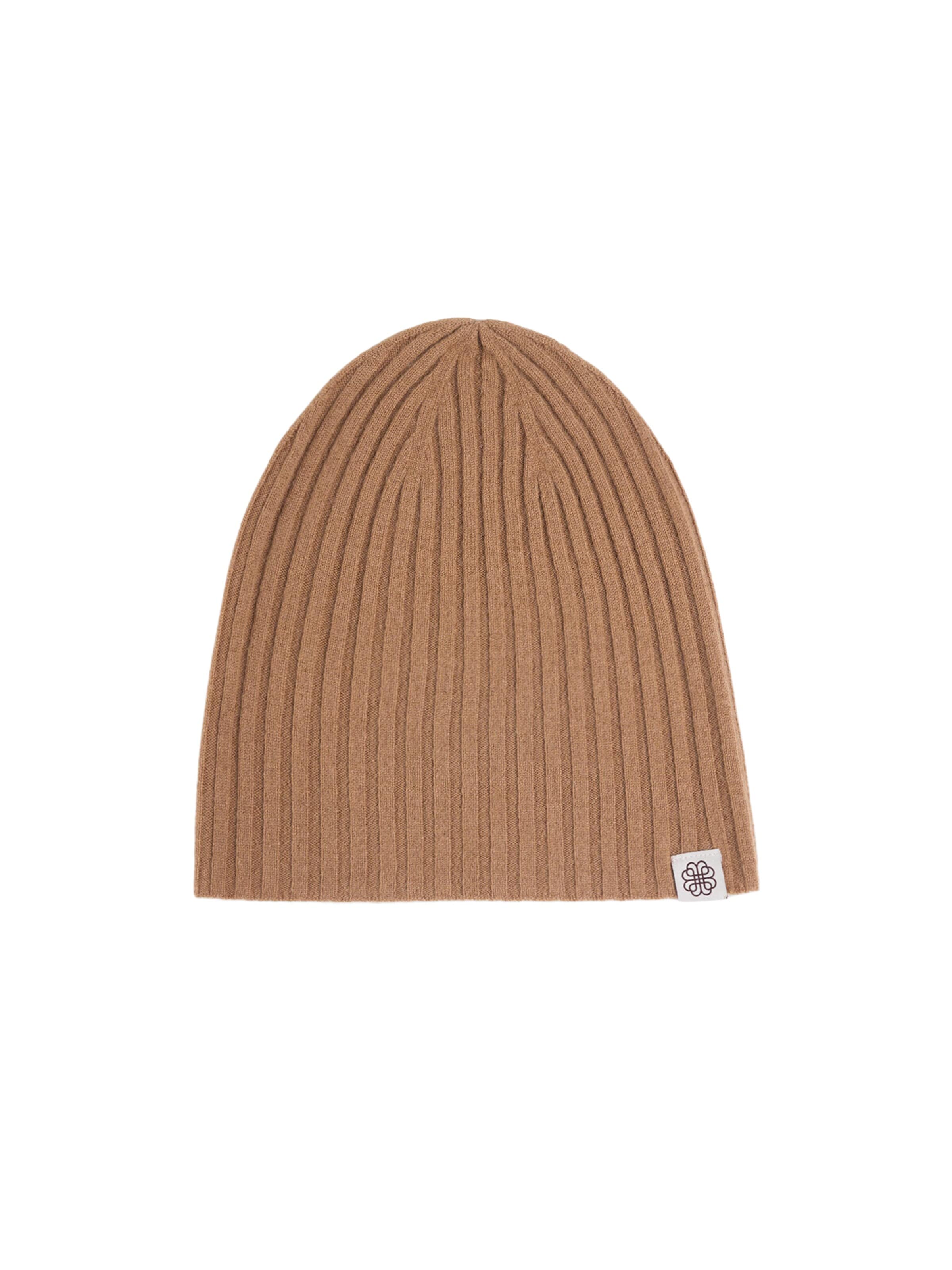 GOBI Cashmere Mössa 'Unisex Cashmere Rib Knit Hat' i beige: framsida