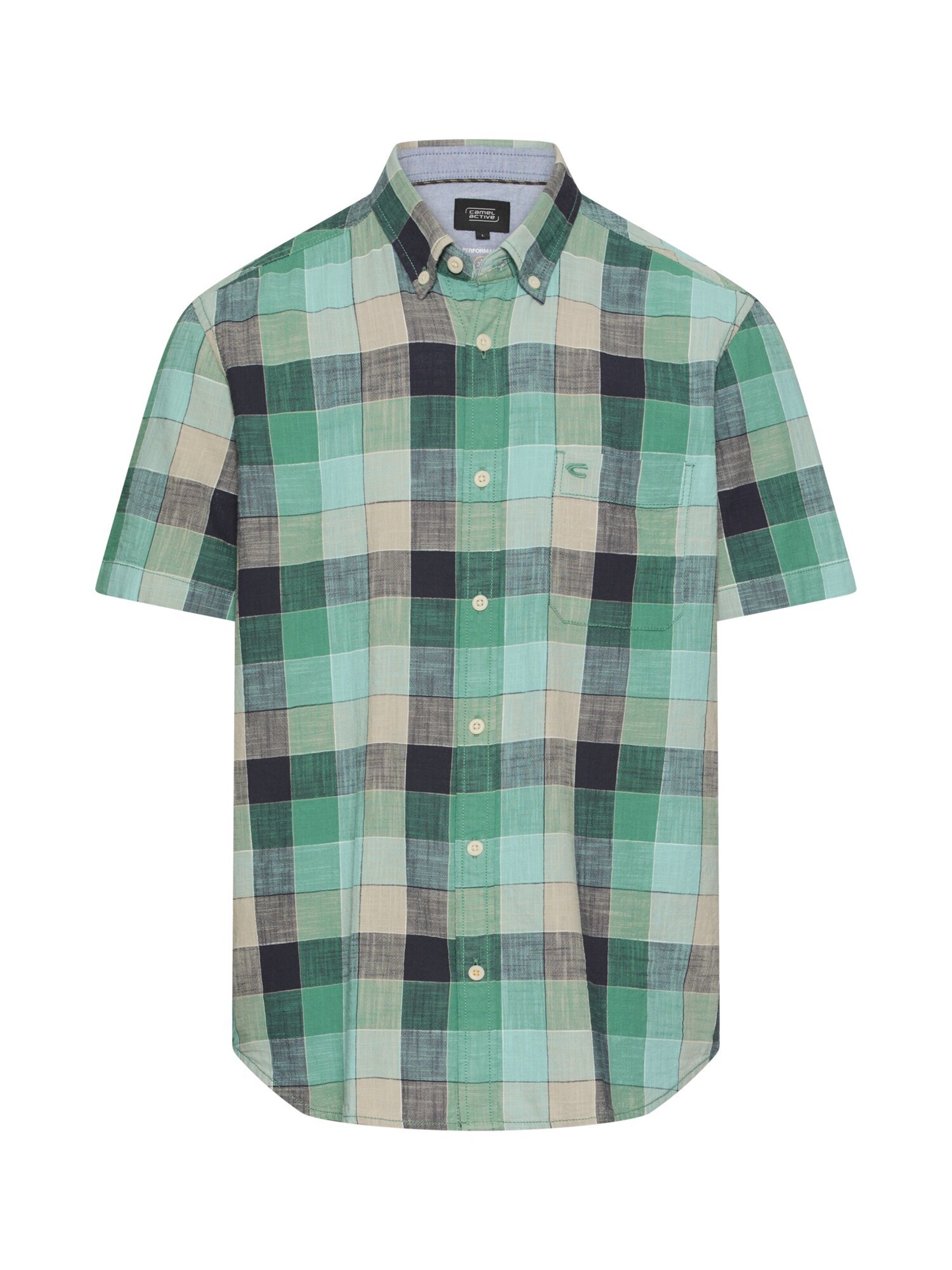 CAMEL ACTIVE Karohemd aus reiner Baumwolle in Grün: Vorderseite