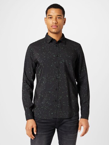 BOSS Orange Regular fit Button Up Shirt 'Relegant' in Black: front