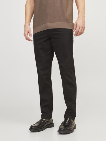 JACK & JONES Slimfit Lærredsbukser i sort: forside