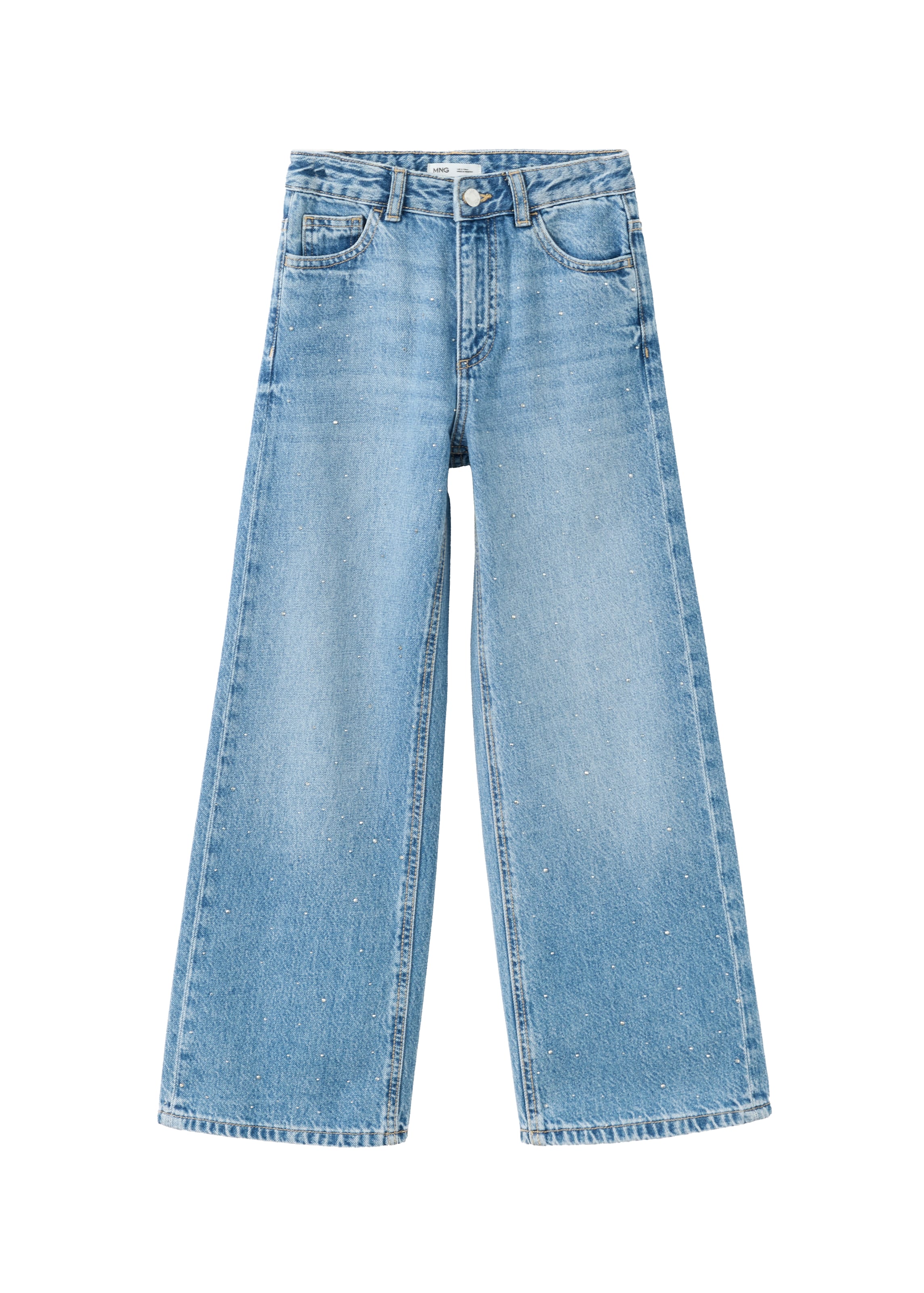 Wide Leg Jean MANGO KIDS en bleu : devant