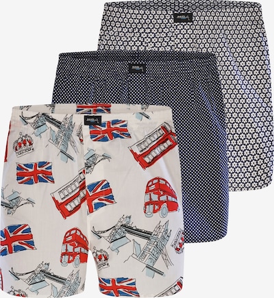 MG-1 Boxershorts ' 3-Pack Motive ' in de kleur Nachtblauw / Rood / Wit, Productweergave