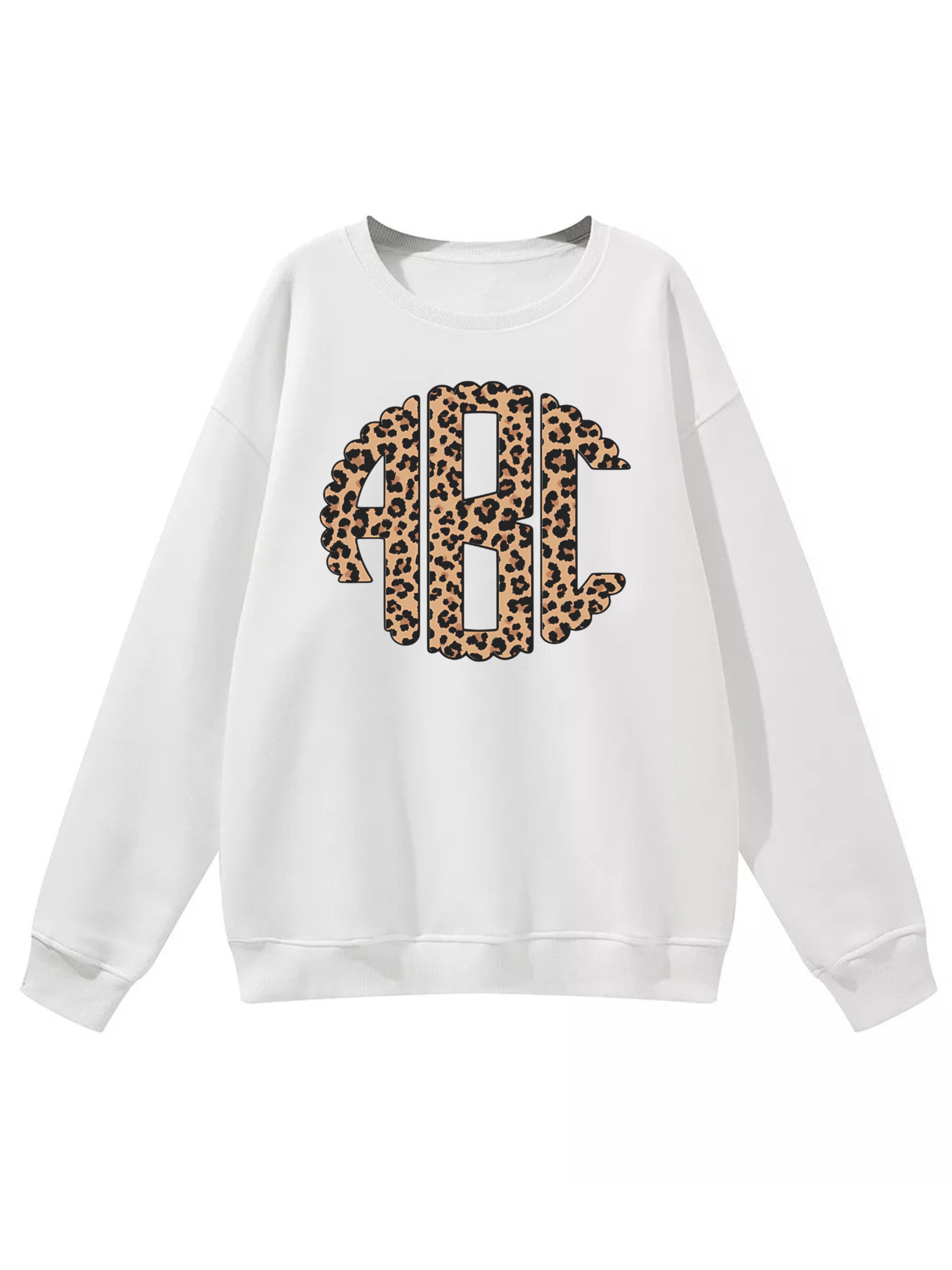 GORHEY - Jersey 'Women's Pullover with Letter Leopard Print, Loose Fleece Pullover for Winter' en blanco