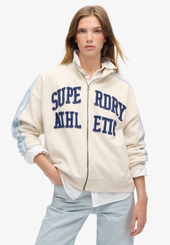Veste de survêtement 'Athletic Essentials' Superdry en beige : devant