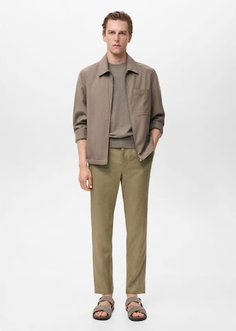 MANGO MAN Slim fit Pants 'Oyster' in Green