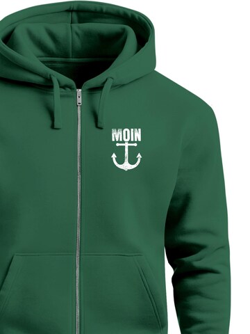 Neverless Sweatjacke 'Moin Anker' in Grün