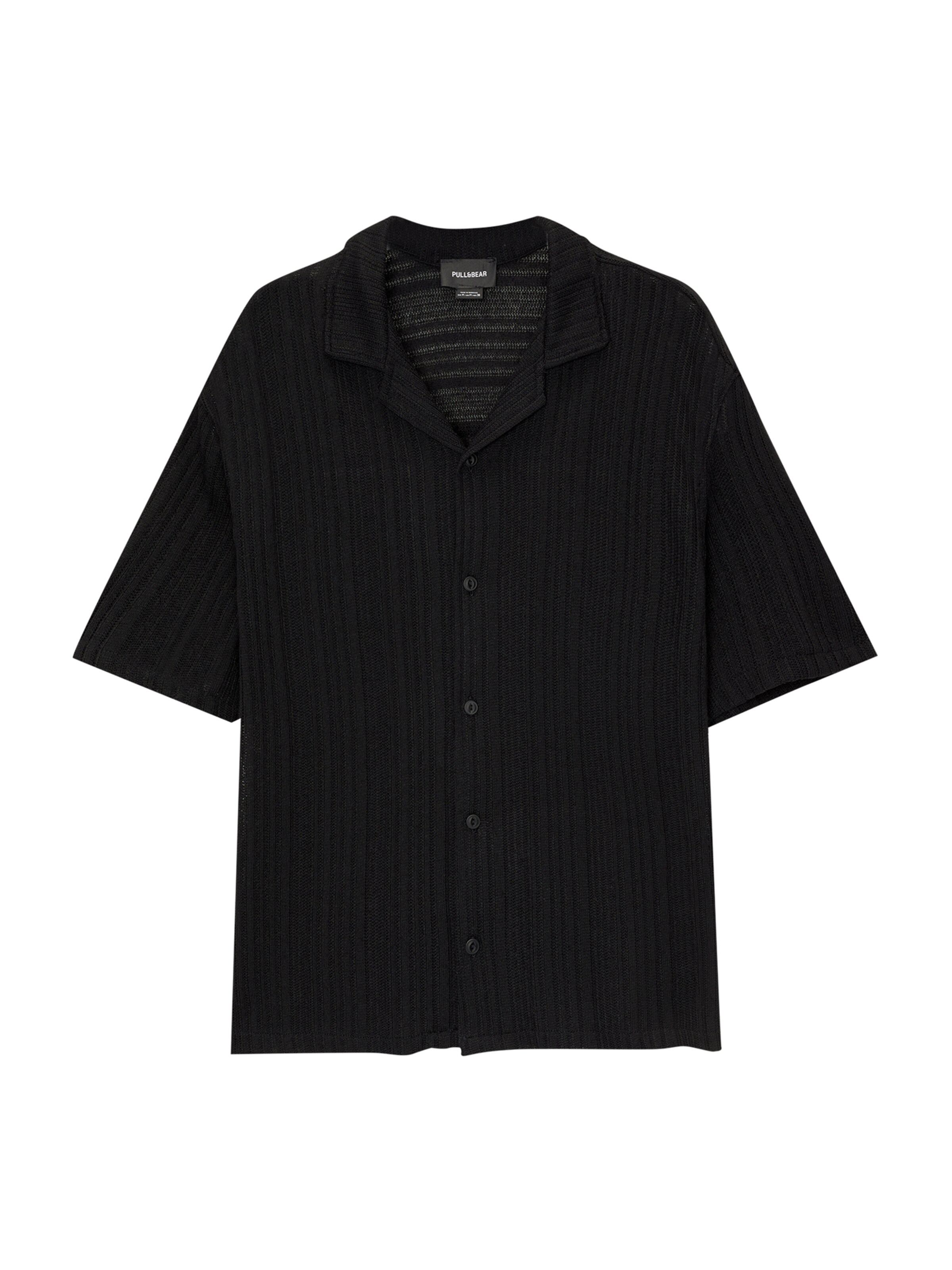 Pull&Bear Comfort fit Button Up Shirt in Black: front