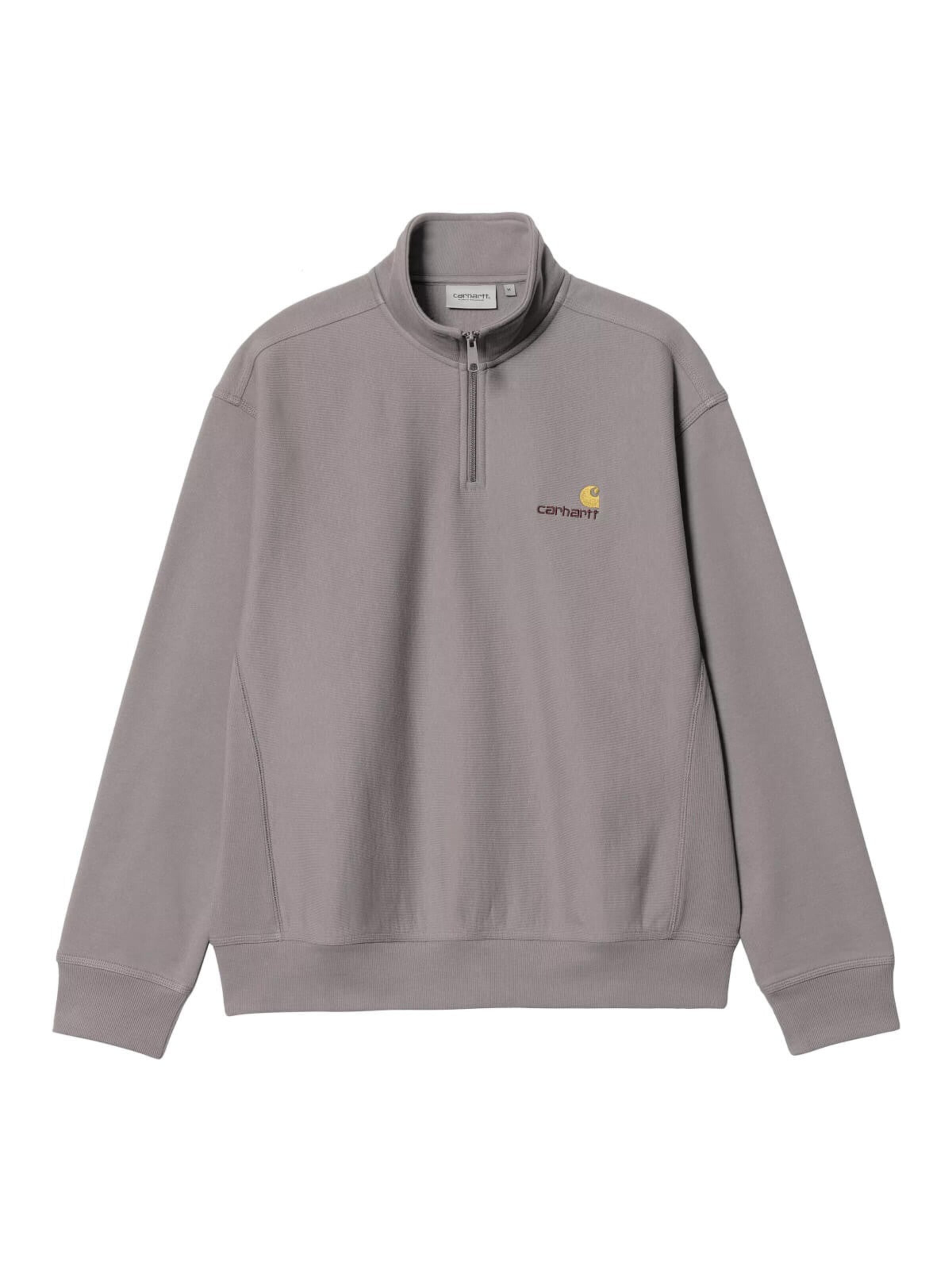 Carhartt WIP Pullover 'Half Zip American Script'‌ in Grau: Vorderseite