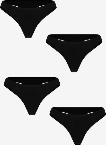 Albero Natur String 'Damen Tangaslip - 4er Pack' in Schwarz: Vorderseite