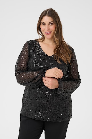 KAFFE CURVE Bluse in Schwarz: Vorderseite