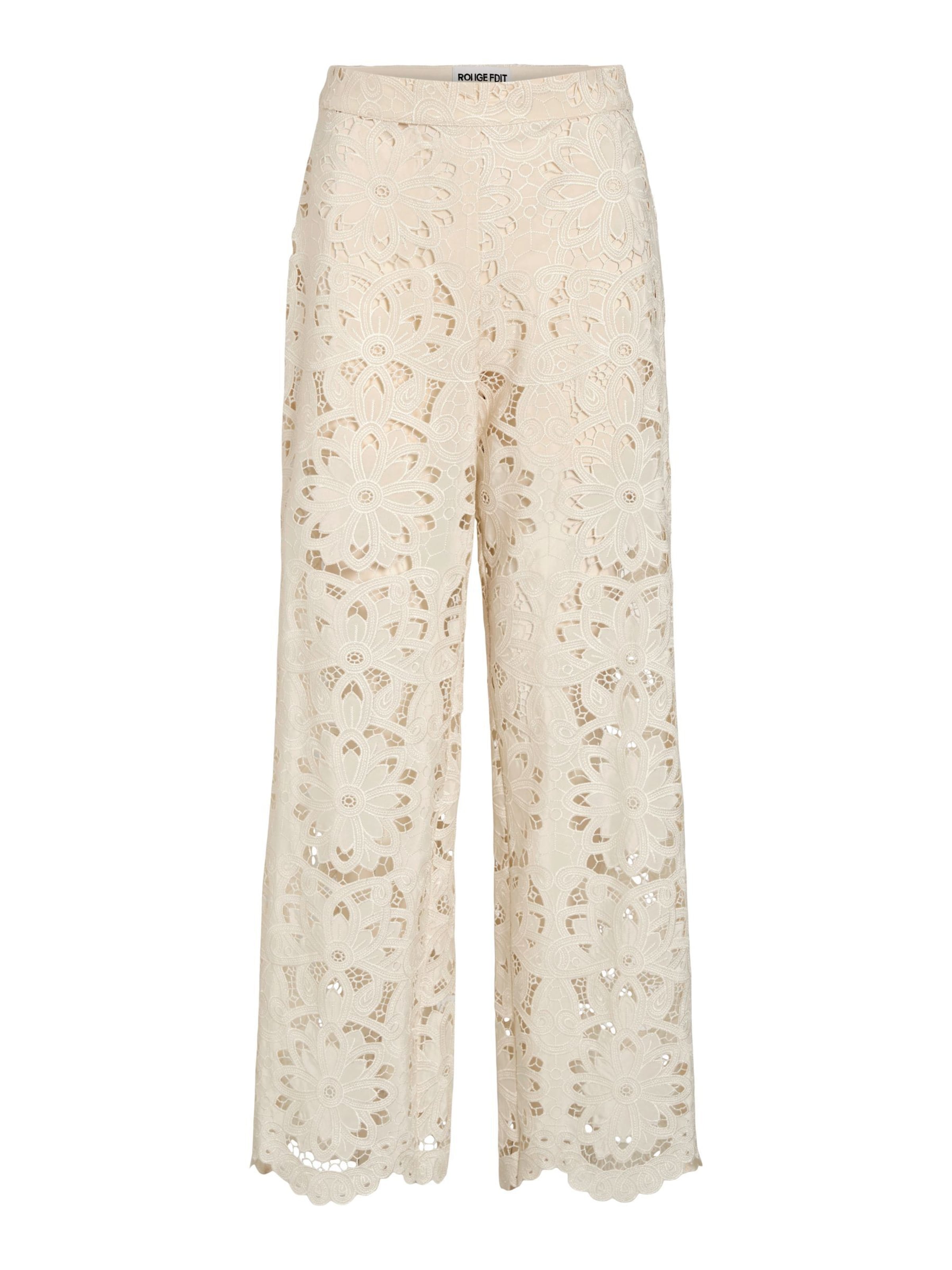 ROUGE EDIT Wide leg Pants in Beige: front