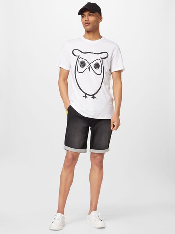 KnowledgeCotton Apparel Paita 'Big Owl' värissä valkoinen
