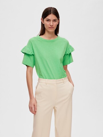 T-shirt 'Rylie' SELECTED FEMME en vert : devant