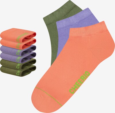 CHEERIO* Chaussettes 'Sneaker Pal' en citron vert / olive / violet / orange, Vue avec produit
