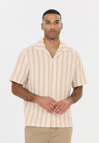NOU Regular fit Button Up Shirt 'Puth' in Beige: front