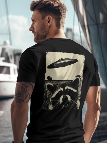 Neverless Shirt 'Ufo Waschbär' in Black