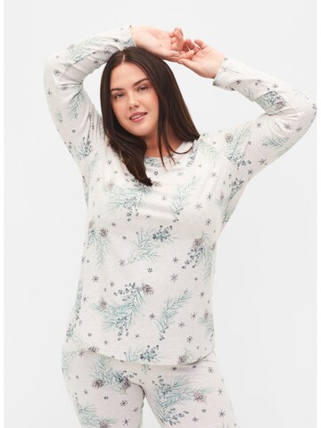 Zizzi Pajama Shirt 'Mavlis' in Beige: front