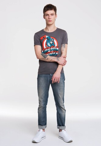 LOGOSHIRT Shirt 'Captain America' in Grey