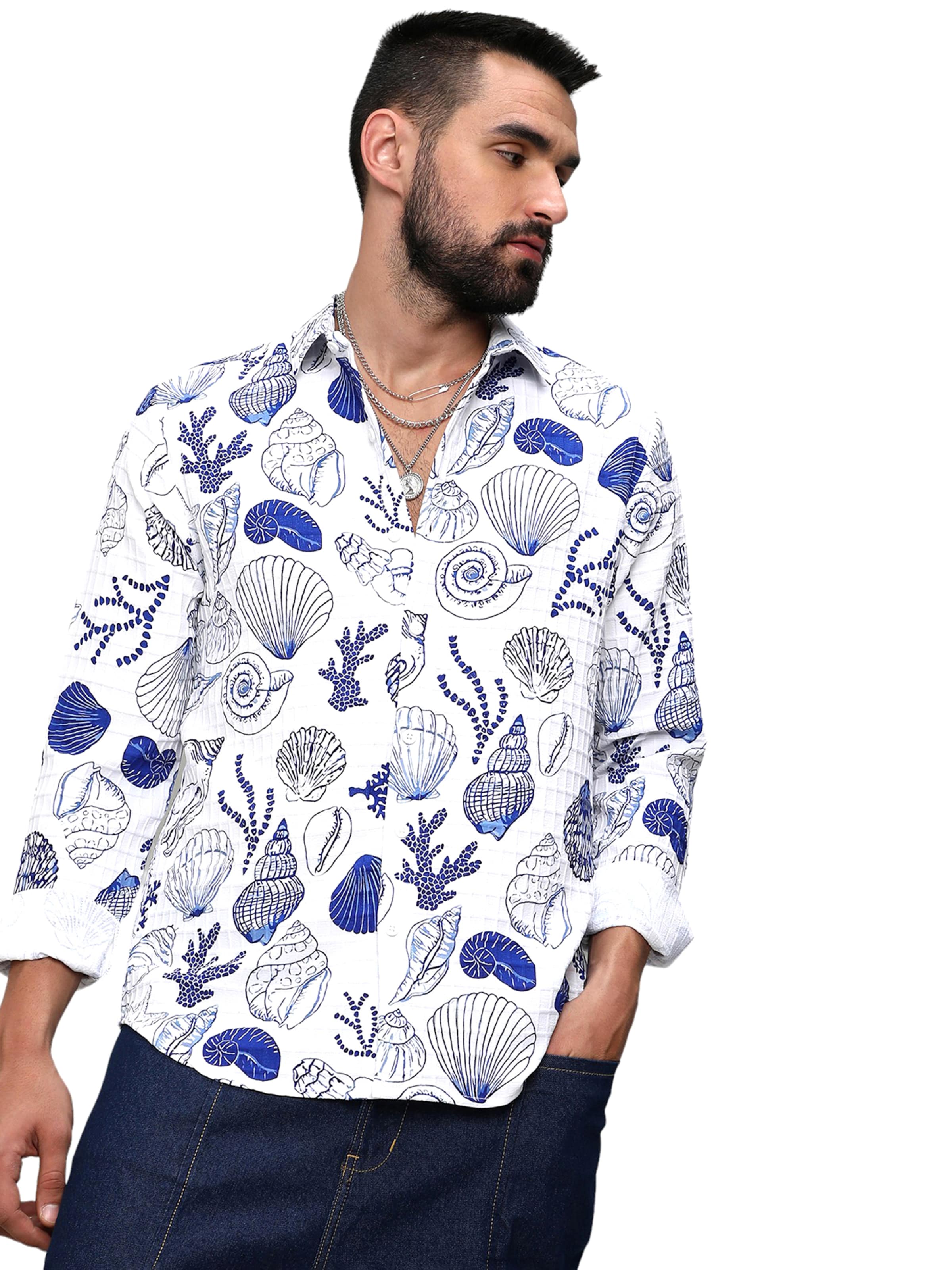 Campus Sutra Средняя посадка Рубашка ' Onyx ' в Белый