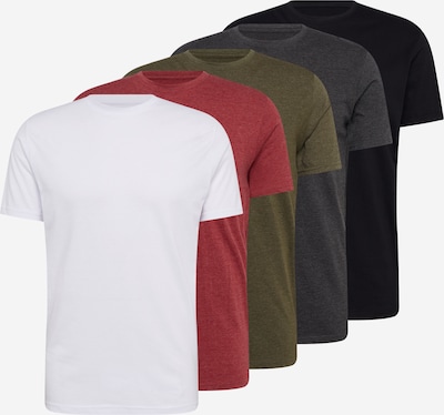 Denim Project T-Shirt en gris foncé / vert chiné / rouge chiné / noir / blanc, Vue avec produit