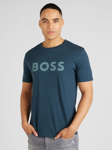BOSS Orange - Camisa 'Thinking 1' em azul: frente