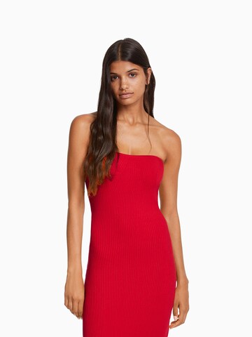 Bershka Gebreide jurk in Rood: voorkant