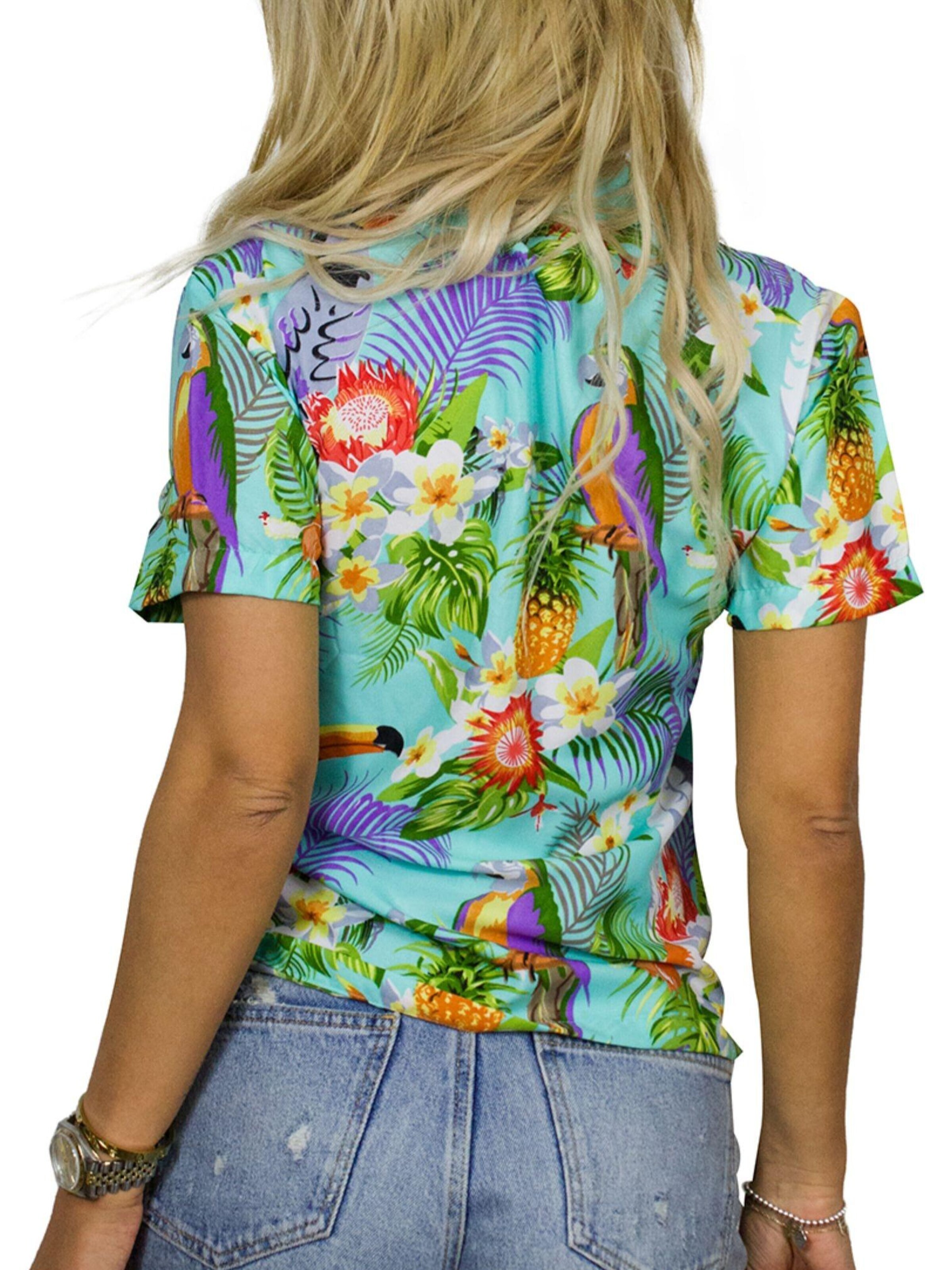King Kameha Blouse 'Parrot Cockatoo' in Blauw