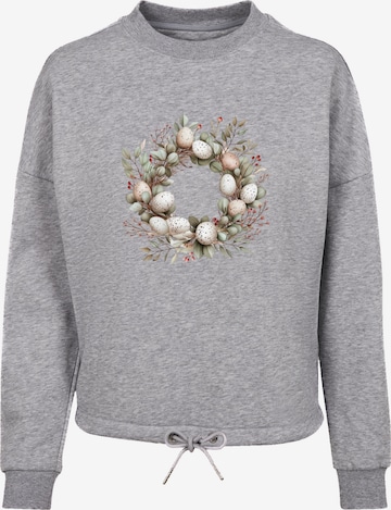 Sweat-shirt 'Osterkranz Eierkranz Blumenring' F4NT4STIC en gris : devant