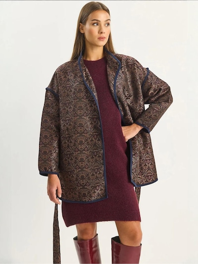 Bianco Lucci Veste mi-saison en L en bleu marine / marron / moka, Vue avec produit